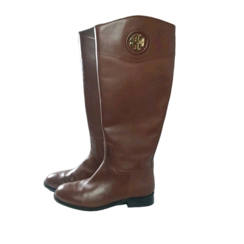 Tory Burch Ashlynn Riding Boot Women's Size 9M Venus Leather Almond Brown